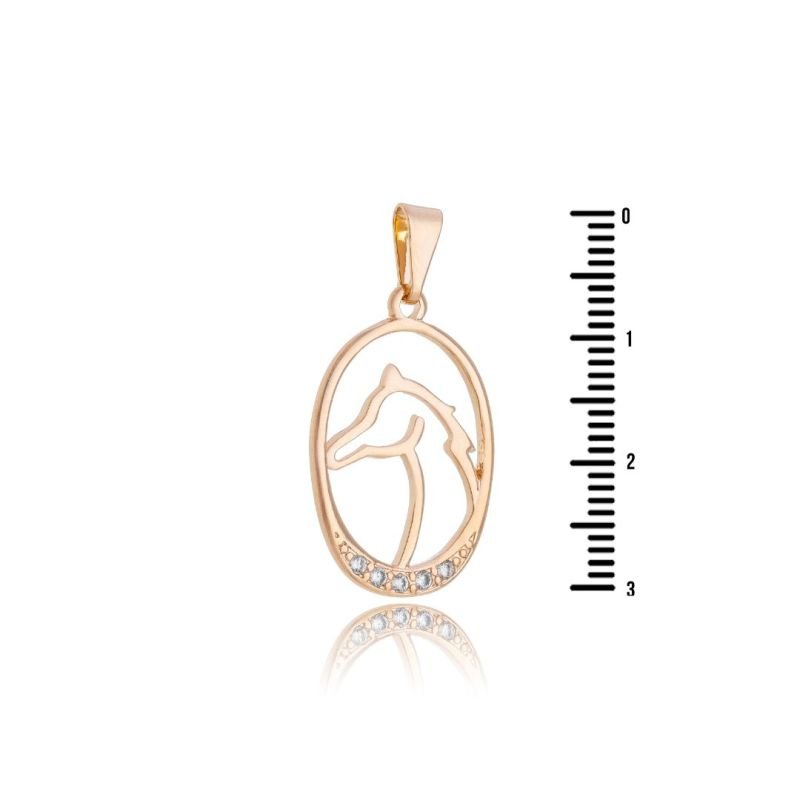 Pingente Medalha Oval Cavalo Vazado