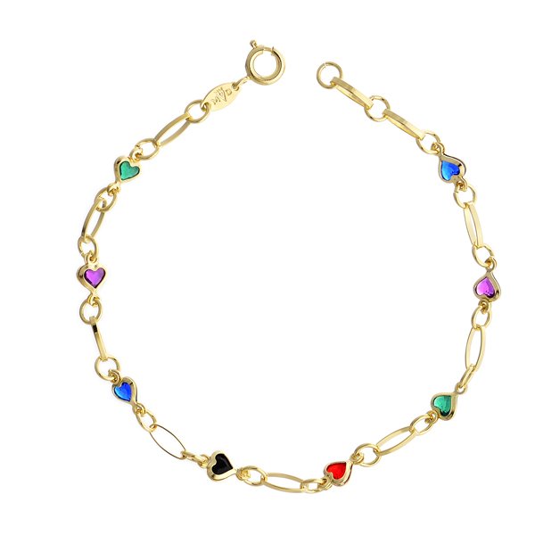 Pulseira Adulto Corações Coloridos 19cm
